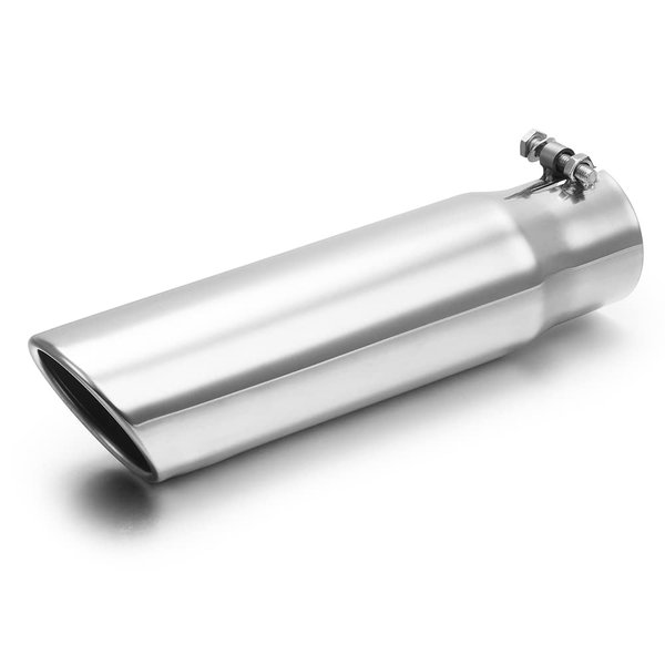 LCGP 2.5 Inch Inlet Exhaust Tip,2.5" x 3" x 12" Polished Exhaust Tailpipe Tip for Truck with Bolt On Design