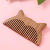 Beaupretty Natural Wooden Wide Tooth Hair Comb Sandalwood Comb Anti-static Wood Comb Cute Cat Ears Comb Hair Brush Pocket Comb