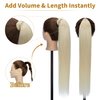 SEGO Ponytail Extension Human Hair Real Human Hair Clip In Wrap Around Long Straight Ponytail With Magic Paste Pony Hairpieces for Women -20 Inch 95g 60 Platinum Blonde