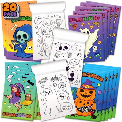 ArtCreativity Halloween Coloring Books Bulk for Kids - 20 Pack Mini Coloring Book - Halloween Non-Candy Treats - Boo Basket Stuffers Halloween Party Favors - Halloween Gifts for Kids