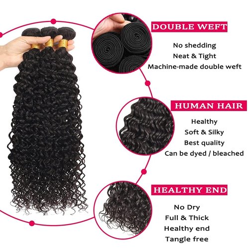 Beautymoon Water Wave Human Hair Bundles 100% Unprocessed Brazilian Wet and Wavy Hair Bundles 16 18 20 22 Inch Water Wave 4 Bundles Human Hair Extensions for Black Women…