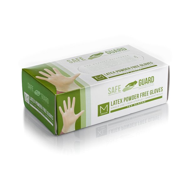 Safeguard unisex adult Latex Gloves, Box, Medium ,100 Count (Pack of 1)