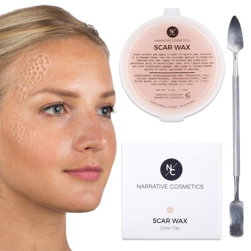 Narrative Cosmetics Scar Wax with Double-Ended Spatula, Moldable Wax for Realistic Cuts and Injuries, Professional Makeup for the Stage, Film, Costumes, Cosplay, SFX, Fair Color, 2.5 Oz.