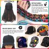 YOUGRACE Baseball Cap Wig with Crochet Faux Locs, Dreadlock Crochet Hair Wig, Straight Faux Locs Crochet Synthetic Hair Soft Braid Hat Wig (White Cap-Wine Red Braid)