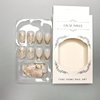 Gold French Tip Press on Nails Medium Fake Nails Almond False Nail Tips Gold Glitter Artificial Nails Design Full Cover Glue on Nails Art Accessories for Women Nail Decoration 24pcs