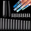 600PCS Square Nail Tips Full Cover, 3XL Clear Nail Tips for Acrylic Nails Professional, XXXL Full Cover Nail Tips No C Curve, Extra Long Tapered Square Fake Nails for Salons Home DIY Nail Art 12 Sizes