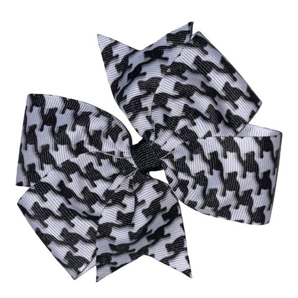Houndstooth Black and White Pinwheel Hair Bow 4"