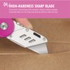 FantastiCAR Folding Utility Knife, Sturdy Metal Box Cutter with Extra 5 Blades, Quick Blade Change, and Preminium Gift Packaging, for Cardboard Opener, Paper Cutter (Hot Pink)