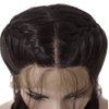 Anogol Hair Cap+Long Double Braids 2# Natural Black Synthetic Braided Lace Front Wig with Baby Hair Wigs Heat Resistant Fiber Middle Part