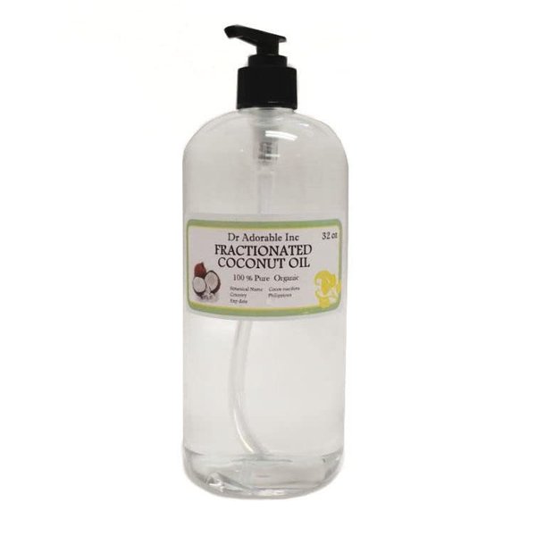 Dr Adorable - 32 oz with PUMP - Fractionated Coconut Oil - 100% Pure Natural Organic