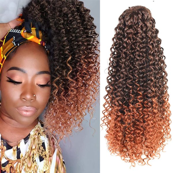 Drawstring Ponytail Extension Curly Hair Extensions, Synthetic Pony Tails Extensions Human Hair Feeling, Kinky Curly Ponytail Afro Puff Drawstring Ponytail for Black Women（16inch,1B/350#）
