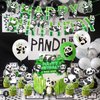 87 Pcs Cute Panda Birthday Party Supplies Set with Panda Happy Birthday Banner, Cake Toppers, Cupcake Toppers, Balloons, Stickers for Baby Shower Boys Girls Teens Cartoon Panda Theme Party Decorations