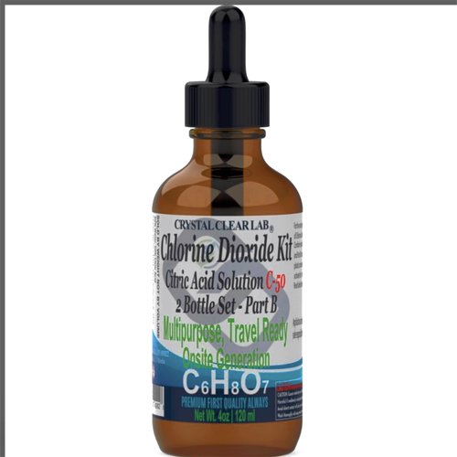 CrystalClearlab Chlorine Dioxide and Citric Acid Solution Kit, Precision Drop, 2 Bottles (8 Ounces)