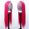 zigzag hair Hot Pink Wig Long Straight Rose Red Pink Synthetic Lace Front Wigs Pre Plucked with Natural Hairline for Fashion Women Heat Resistant Hair Glueless Synthetic Lace Wig (Hot Pink)