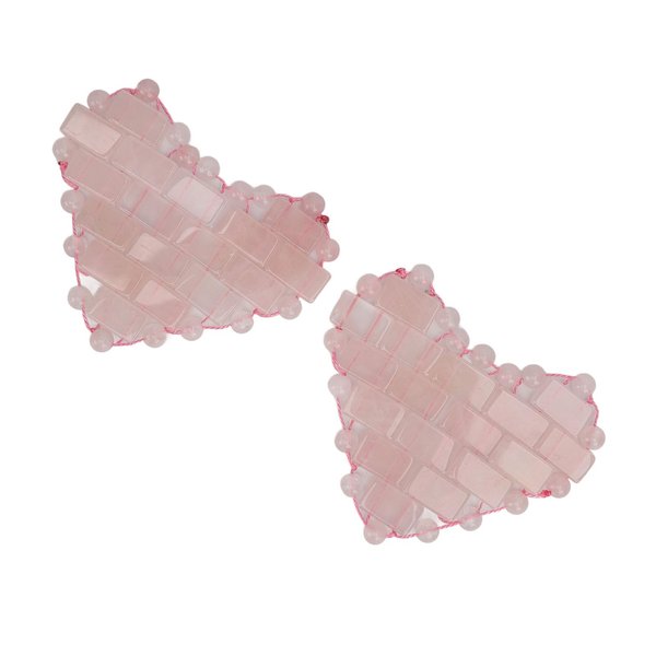 2Pcs Rose Quartz Eye Mask, Jadestone Eye Patch Reduce Facial Edema Relieve Eye Strain Heart Shaped Stone Eye Pad for Massage