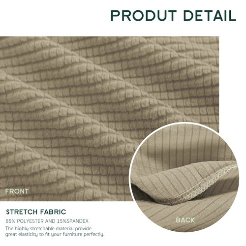 Hokway Stretch Couch Cushion Slipcovers Reversible Cushion Replacement Slipcovers Sofa Cushion Covers(Sand,3)