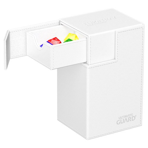 Ultimate Guard Flip 'n' Tray 80+, Deck Case for 80 Double-Sleeved TCG Cards + Dice Tray, White, Independent Magnetic Closure & Microfiber Inner Lining