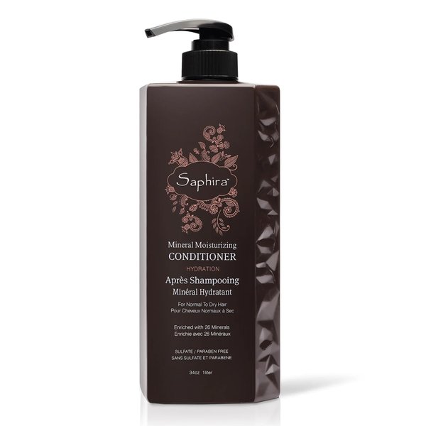 Saphira Mineral Moisturizing Conditioner, Hydrating Deep Conditioner for Dry, Damaged, Bleached and Color-Treated Hair, Sulfate-Free, Paraben-Free, Nourishes and Revitalizes Lifeless Hair, 34 Ounce