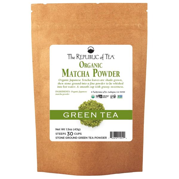 The Republic of Tea Organic Japanese Matcha Green Tea Full-Leaf Powder, 1.5 Oz Bag | Steeps 30 Cups