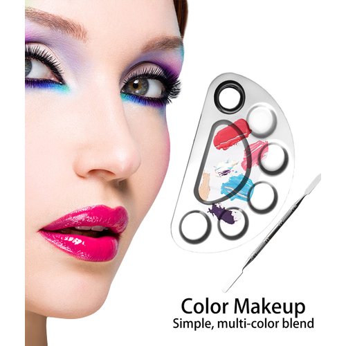 Makeup Palette, Makeup Mixing Palette, Color Mixing Tool, Artist Palette, Stainless Steel Makeup Palette For Makeup, Foundation, Nail Art, Loose Powder, Eye Shadow, Blush, Lip Gloss (2PCS)