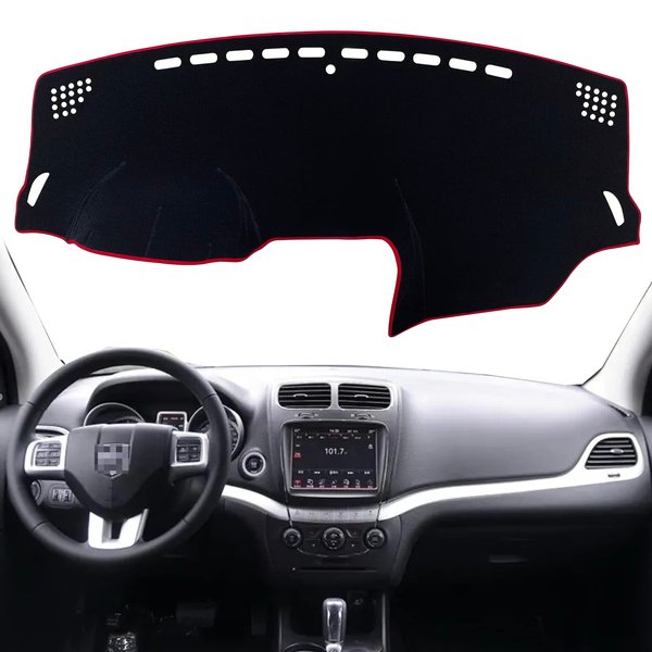 KEEGTBOX Dash Mat Cover Custom Interior Center Console Compatible with Dodge Journey 2011 2012 2013 2014 2015 2016 2017 2018 2019 2020 Dashboard mat Covers Accessories (Red Rim)