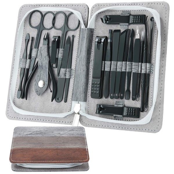 Manicure Set, ESARORA 20 In 1 Stainless Steel Professional Pedicure Kit Nail Scissors Grooming Kit with Zipper Case