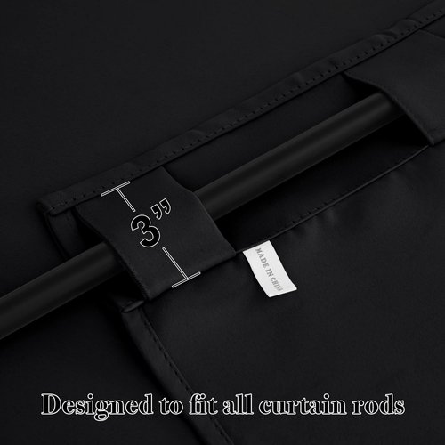 RYB HOME Bedroom Blackout Curtains - Small Window Treatment Set Energy Saving Thermal Insulated Drapes for Living Room/Nursery/Kitchen, 42-inch Wide x 45-inch Long, Black, 2 Panels