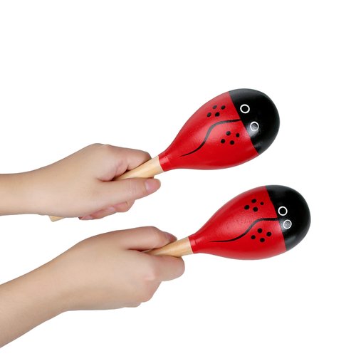 Maracas, Wooden Shaker Musical Percussion Instrument for Adult Kids Babies Toddlers, Ladybird