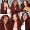 FuivJuix 26 Inch #33 Reddish Brown Lace Front Wigs Human Hair Glueless Deep Wave Wig Human Hair 4X1 Hd Transparent Lace Closure Wig Pre Plucked Natural Hairline With Baby Hair 150% Density