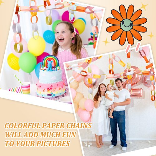 Lincia 600 Sheet Graduation Paper Chain Garland Construction Paper DIY Groovy Paper Chain Strip 114 Feet Total Length 1 x 8 Inch Assorted Colored Paper with 2 Roll Double Sided Tape(Fresh Color)