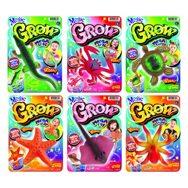 JA-RU Magic Grow Ocean Themed Water Animals (6 Packs Assorted) Beach Life Theme Toys | Bulk Expanding Bath and Pool Toys for Kids. Sea Creatures Party Toys and Goodie Bags. 302-6A