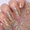 LIFOOST Glitter Gel Nail Polish Strips Adhesive Nail Art Stickers Color Gradient Full Cured Gel Nail Art Wraps Extra-Long Gel Manicure Strips (Glitter Gold)