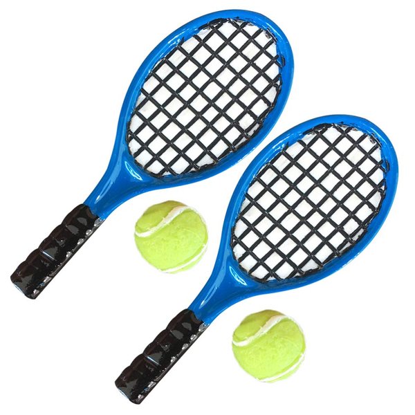 1:12 Miniature Tennis Racket and Ball Set Dollhouse Decoration Accessories 4pcs
