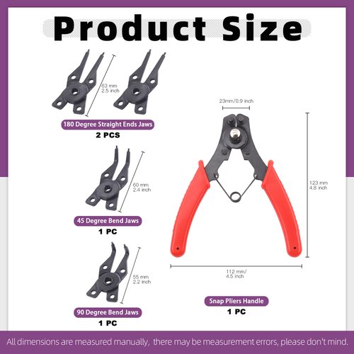 Swpeet 262Pcs 4 in 1 Snap Ring Pliers with 6 Sizes 4mm to 30mm Alloy Steel External Retaining Rings Internal Circlip Snap Retaining Clip Ring Assortment Kit for Pin Clips Internal External Repair