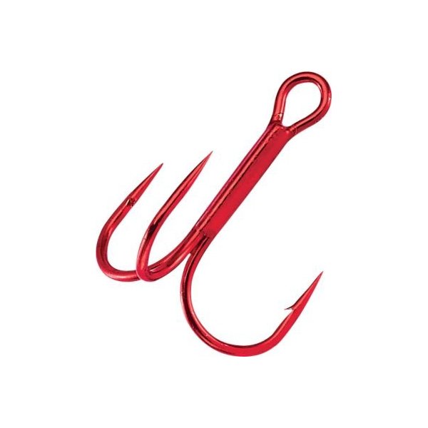 Gamakatsu 47306 Round Bend Treble Hooks (10 Pack), Size 8, Red