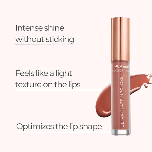 M. Asam MAGIC FINISH ULTRA GLAZE LIPGLOSS crispy peanut - plumping lip gloss for supple lips with intensive shine, lip care with hyaluronic acid & peptide, delicate vanilla aroma, 0.13 Fl Oz