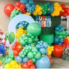 MOMO RUCCI 144Pcs Red Blue Yellow Green Balloon Arch Garland Kit,with Star Foil Balloon Double Stuffed Red Blue Balloons for Super Bro Carnival Themed Birthday Party Decorations Video Game Baby Shower