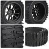Hosim 55 * 115 mm RC Tires, All Terrain Soft Tire Mounted on 12mm Hex Wheels (Set of 4) for 1/10 RC Cars (Black Wheel hub)