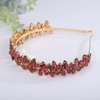 Teyglen Rhinestone Wedding Headband Crystal Headpiece Bridal Headband Tiara Red Rhinestone Hair Band Hoop Wedding Hair Accessories for Women Girl (Wine red)
