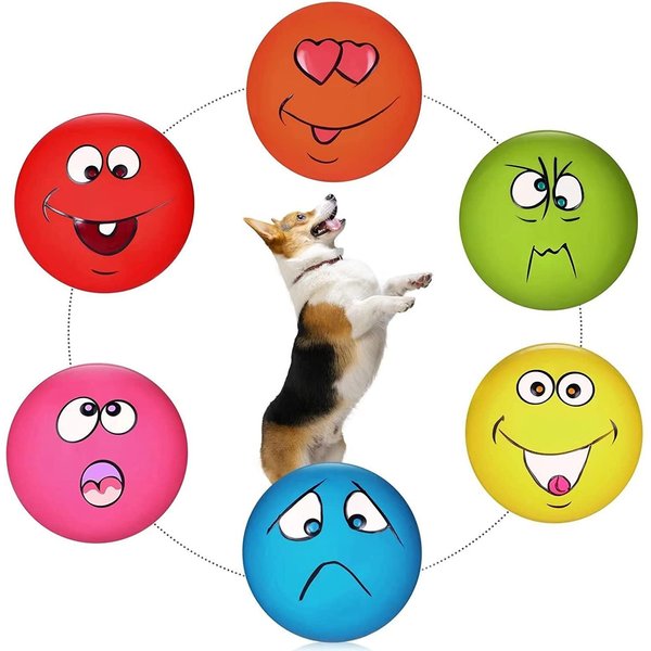 Fridially Squeaky Dog Toys Latex Rubber Soft Dog Squeaky Toys Squeaky Chewing Teething Fetching Dog Balls Puppy Toys Gifts for Pets Medium Small Dogs Cat 6Pcs/Set