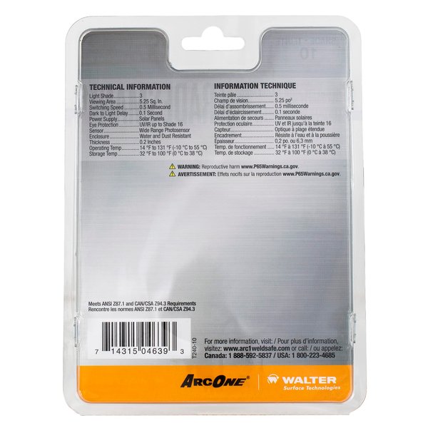 ArcOne T240-10 Tradesman Horizontal Auto-Darkening Filter for Welding Helmets, 2 x 4.25 x 0.2