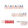 QQPPOLIU Medium Press on Nails Almond Multi Color Press on Nails Chrome 3d Nails Press Ons French Tip Fake Nails Hot Girls Acrylic Glue on Nails Gift for Women and Girls