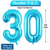 40 Inch Blue 30 Number Balloons, Jumbo Foil Balloons for 30th Birthday Party Decorations Supplies / 30th Anniversary Event