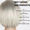 Matthia Straight Bob Wig Platinum Blonde Short Wigs for White Women, Short Bob Pixie Cut Wigs with Side Bangs Charming Synthetic Glueless Layered Bob Wig Daily Use Wigs (Highlight with Light Blonde)