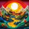 Bgraamiens Puzzle-Canyon Sunset-1000 pieces Modern Art Puzzle, Canyon Puzzle, 3D Visual Mountain Scenery Puzzle, Unique Color Challenge Puzzle