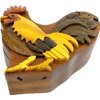 Rooster - Natural Wood Intarsia Puzzle Box - Handcrafted with Secret Compartment