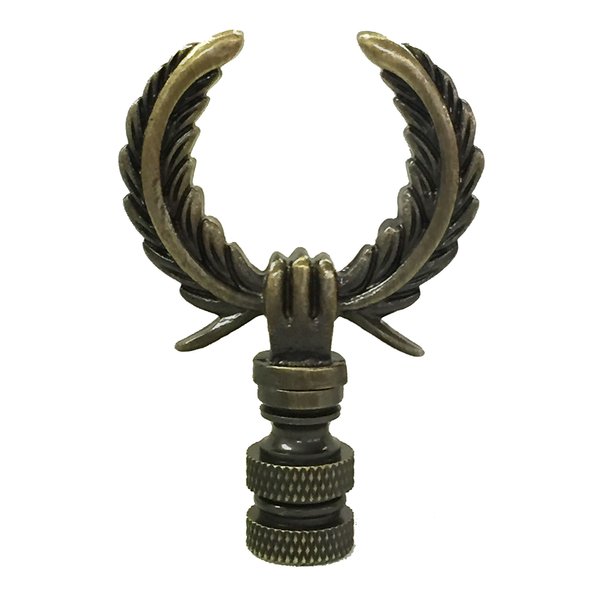 Royal Designs Laurel Wreath Lamp 2.75" Lamp Finial for Lamp Shade, Antique Brass