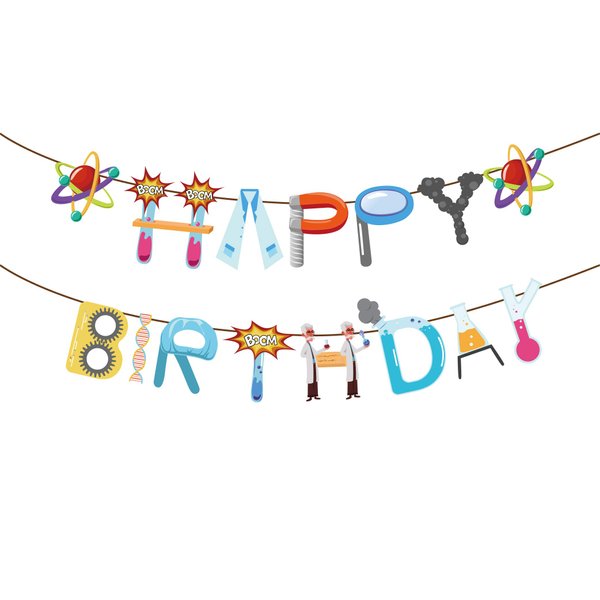 Science Happy Birthday Banner Mad Scientist Party Sign Science Banners Mad Scientist Birthday Banner Science Lab Party Decoration Science Party Banner Scientist Lab Birthday Banner Science Party Decor