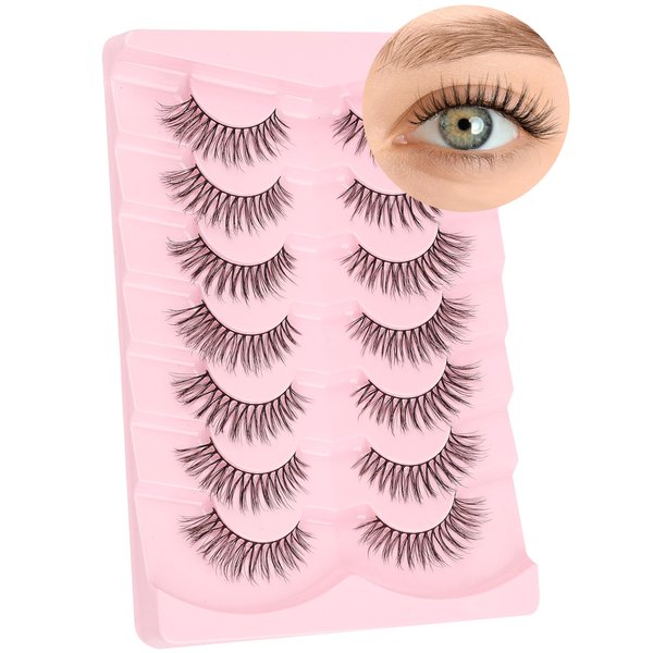 Lash natural wispy eyelashes, Frihappy false eyelashes, Wispy Strips, Faux Mink Lashes, black band lashes, 7 pairs, Frihappy 2024 lashes #Aguila