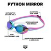 ARENA Unisex Adults Python Racing Swim Goggles for Men and Women Anti-Fog Mirror Lens Max Comfort Dual Strap, Turquoise/Water/Fuchsia